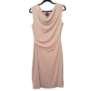 JH Evenings Dress Womens 12 Pink Metallic Shimmer Sleeveless Cowl Neck Party